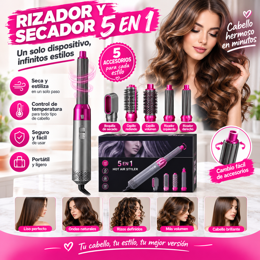 CEPILLO PARA EL CABELLO 5 EN 1, SECADOR Y VOLUMINIZADOR.