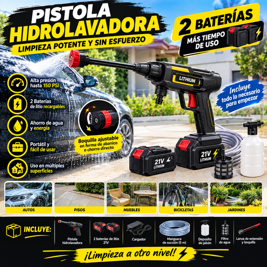 PISTOLA HIDROLAVADORA 2 BATERIAS.